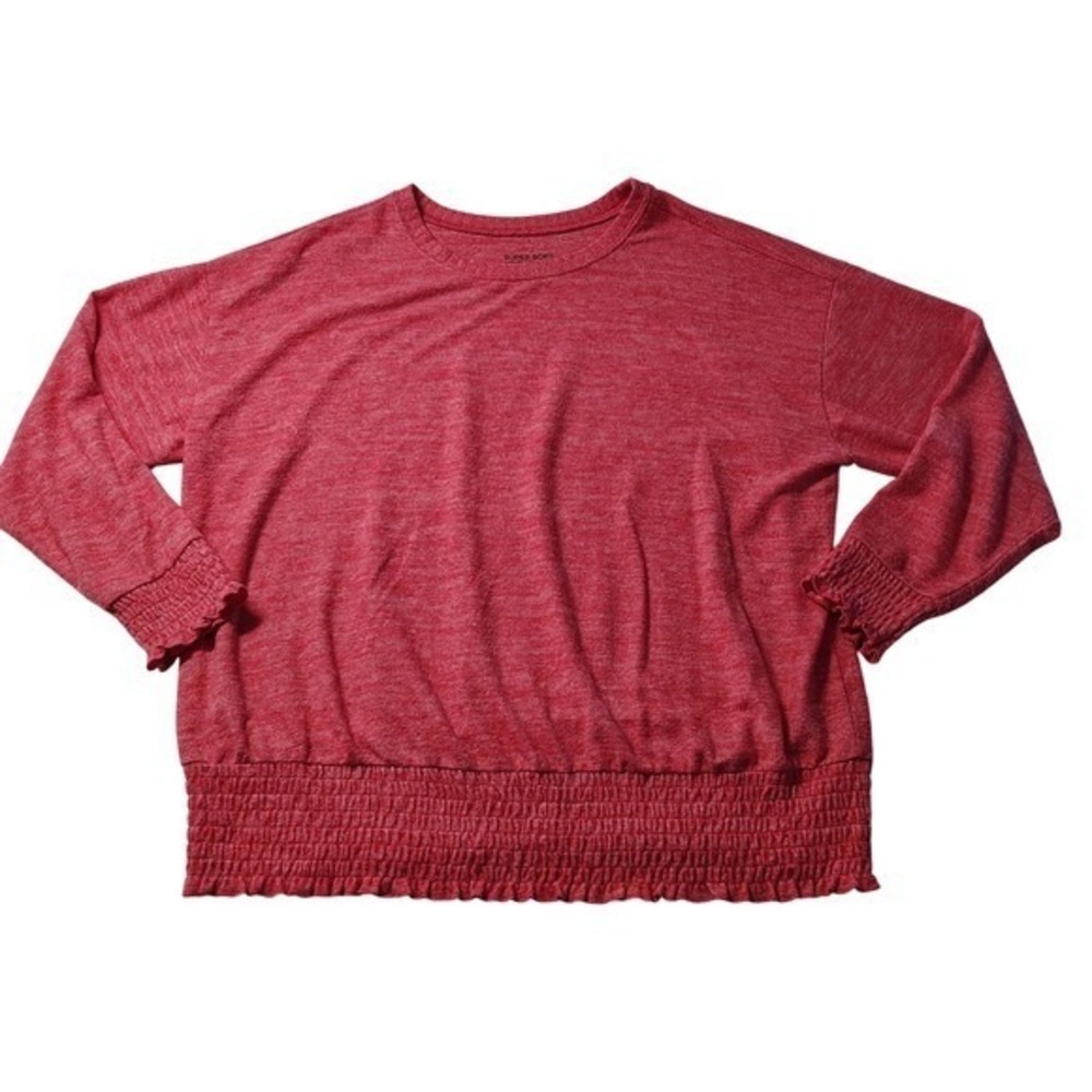 Torrid Super Soft Plush pink Heather Smocked Hem Long Sleeve Sweatshirt Womens 2